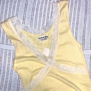 Michael Stars Yellow Shine Lace Trimmed Tank